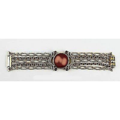 Bracelet JUDITH LEIBER Luxury Gold Plated Bracelet Agate & Swarovski Crystals