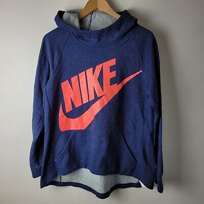 Nike Size 13-15 Yrs Navy Blue Pink Logo Sweatshirt Hoodie Jumper Casual Relaxed