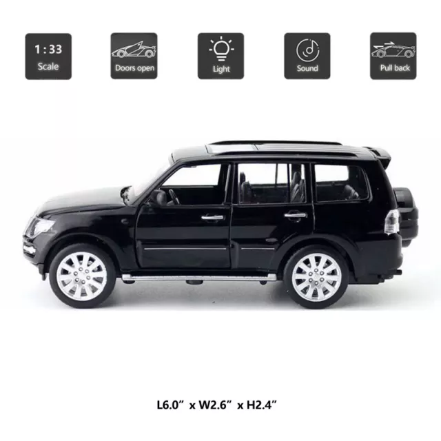 1/33 Mitsubishi Pajero Model Car Diecast Toy Vehicle Gift Toys for Kids Black 2