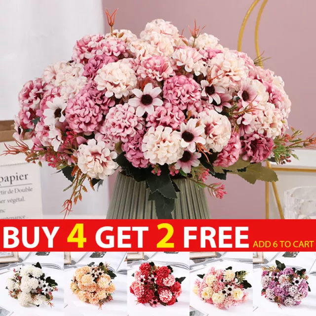 15 Heads Artificial Silk Fake Flowers Bunch Bouquet Wedding Home Party Decor