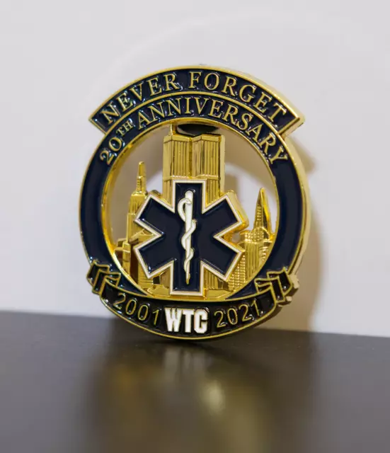 EMS Never Forget Twin Towers Star Of Life Pin 9-11-01 September 11th 2001 NEW