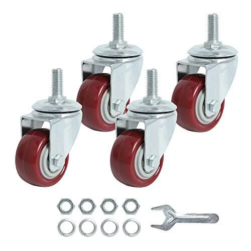Swivel Caster Wheels 2 Inch Heavy Duty Threaded Stem CastersSet of 4, Red
