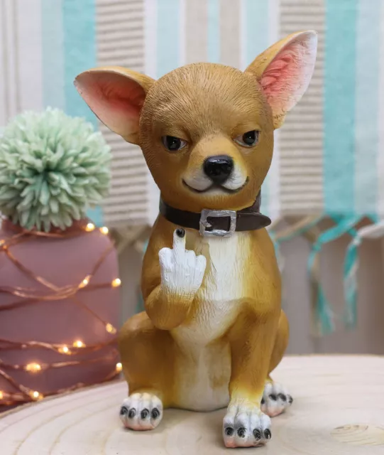 Ebros Feisty Taco Rude Chihuahua Puppy Dog Flipping The Bird Figurine Greeter