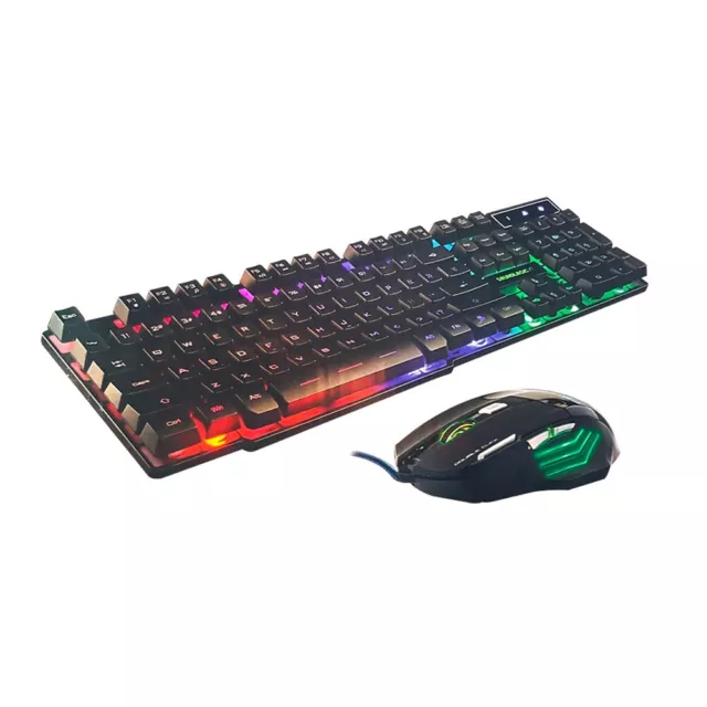 Set tastiera da gioco e mouse ottico retroilluminato arcobaleno cambio colore LED