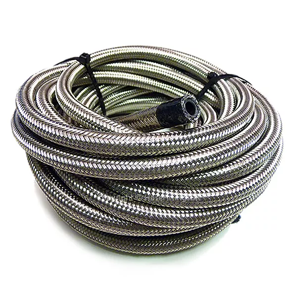 AN-10 10AN 14MM Stainless Steel Braided RUBBER Fuel Oil Cooler Hose Pipe 1 Metre