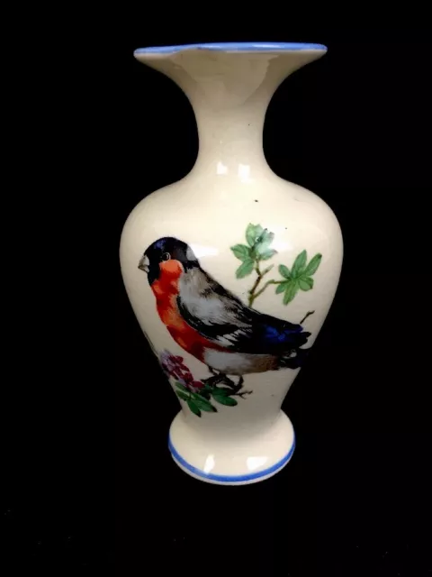 Vintage Royal Winton Grimwades England Red Breasted Birds Ceramic Bud Vase 5” R1