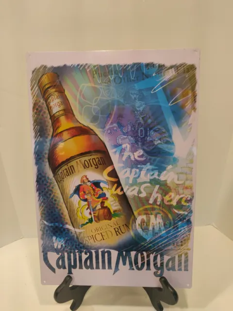 Captain Morgan Spiced Rum Tin Metal Bar Sign 12x18 Inches "The Captain Was Here"
