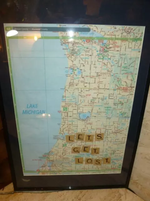 Michigan Framed Map Crystal Bear Lake Manistee Benzie County Lets Get Lost
