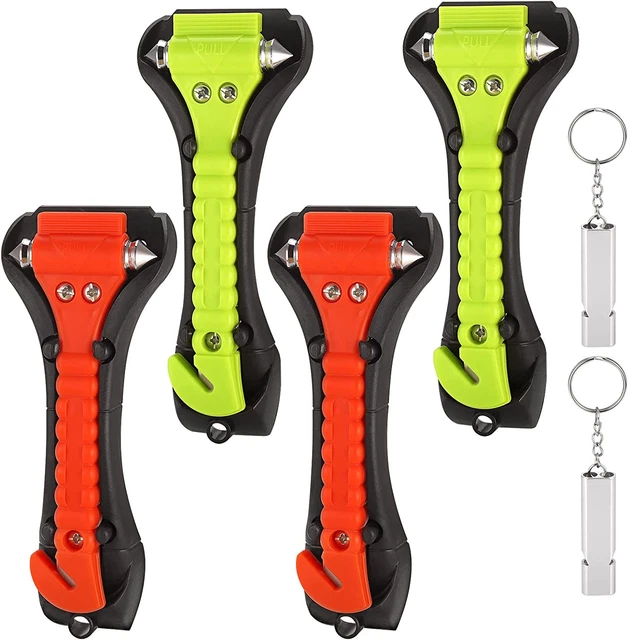 4 Pezzi Martello Di Emergenza per Auto Con Taglia Cinture, 2 in 1 Martelletto Ro