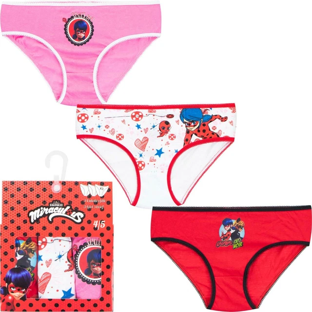 Nuovo Biancheria Intima Ragazza Mutandine Mutande Miraculous Ladybug 3 Pezzo