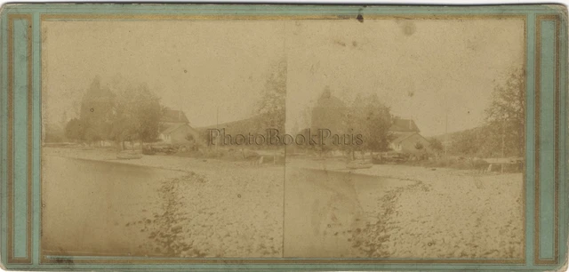 Campagne Vie rurale France Photo Stereo Vintage Albumine ca 1865