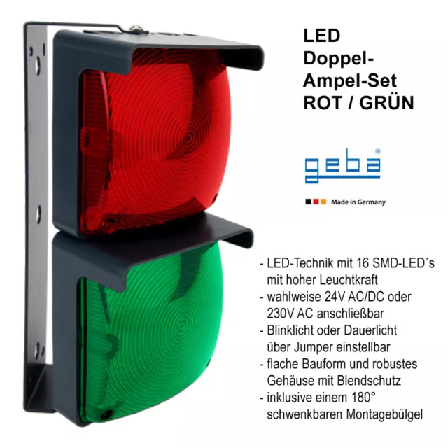 LED AMPEL ROT grün 24 V / 230 V Dauerleuchte Tor Antrieb