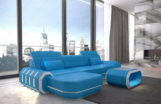 Sofa Corner Couch Designersofa Leather Roma L Shape Ottoman LED