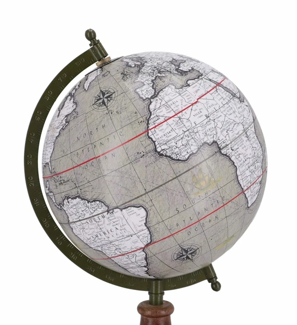 Globe Terrestre Politique 27 Cm – Carte Mondiale, Base Bois, Finition Mate, 39 Cm De Haut