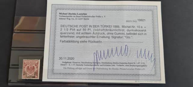 DP Türkei Mi. Nr. 10 a* ungebraucht, Michel 440€, TOP mit BPP Befund selten!