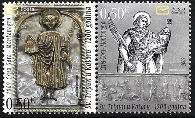 Montenegro - Reliquien des hl. Tryphon Paar postfrisch 2009 Mi. 196-197