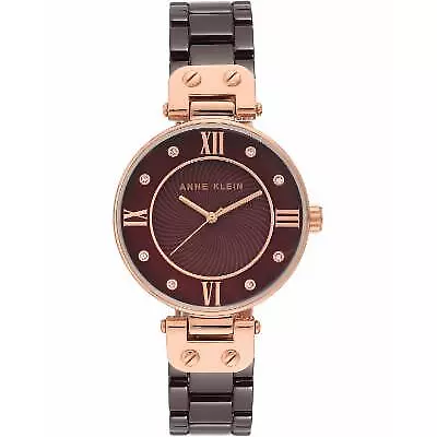 Anne Klein Womens Brown Ceramic Bracelet Watch 34mm - Brown