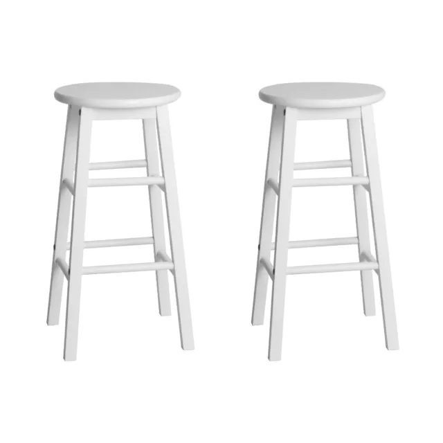 Artiss 2x Bar Stools Kitchen Dining Chairs Counter Round Stool Wooden White 2
