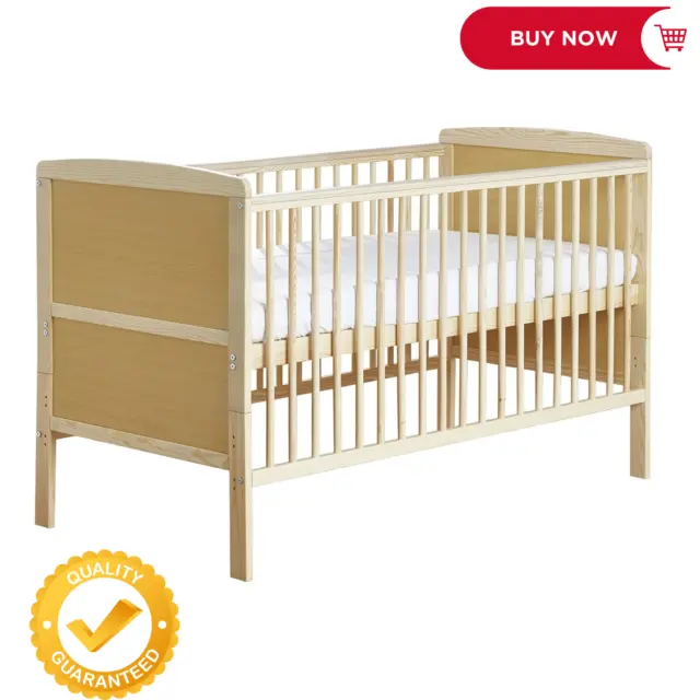 Natural Sydney Wooden Cot Bed Nursery Furniture Baby Sleep Furniture