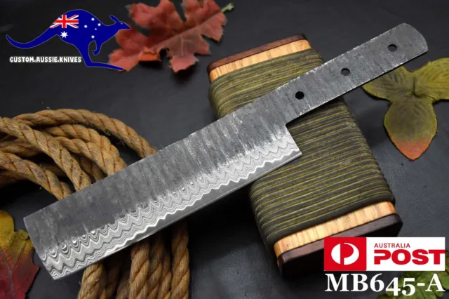Custom San Mai Hammered Damascus Steel Blank Chef Nakiri Knife Handmade (MB645-A