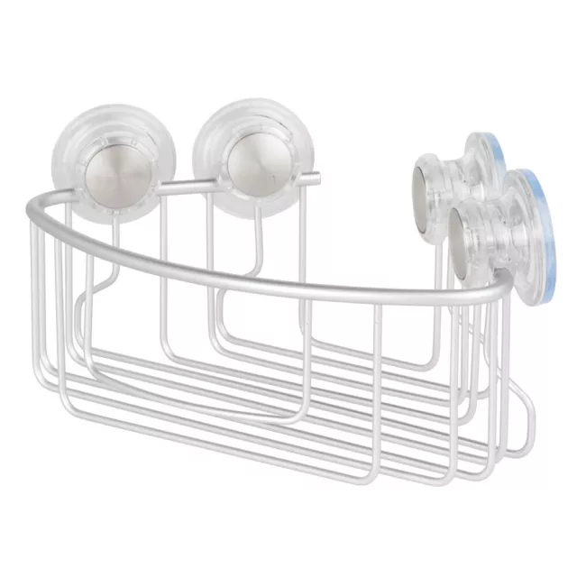 iDesign Metro Aluminium Suction Corner Shower Bathroom Caddy/Basket 24.3cm SIL 2