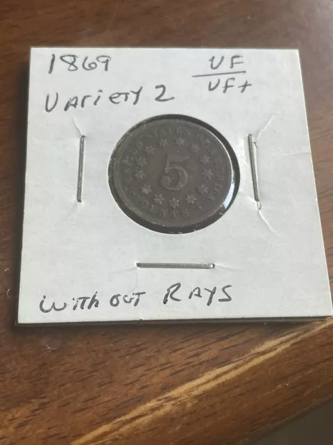 1869 Shield Nickel 5 Cent Piece- VF