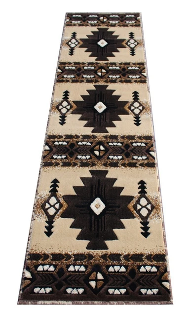 Southwest Native  Runner Area Rug Berber Beige  Design C318 (2...