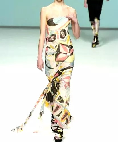 Emilio Pucci 2004 Runway Signature Print Silk Long Maxi Gown Dress US 4 6 IT 40