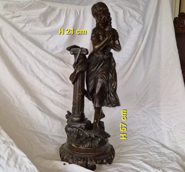 Antique French Bronzed Sculpture Girl Mathurin Moreau