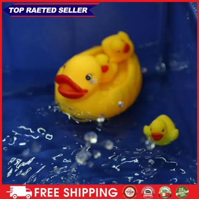 4 Pcs Lovely Mummy And Baby Race Squeaky Ducks Cute Duck Baby Bath Toy