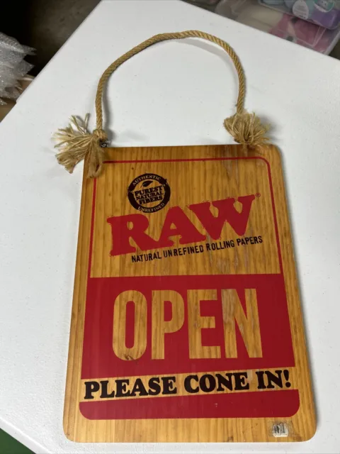 Raw Rolling Papers Wooden "Open" "Closed" Sign