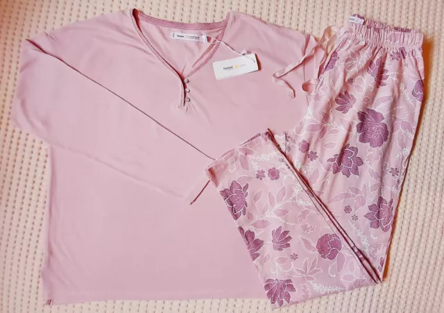 Set salotto pigiama donna rosa/lilla manica lunga donna taglia S M L XL XXL 8-20