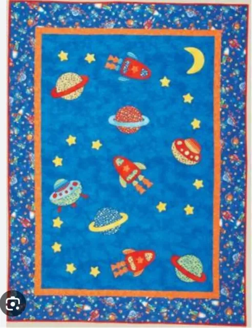 Kids Quilts Space Race Applique Quilt Pattern 145x190cm / 57x75" Used Once