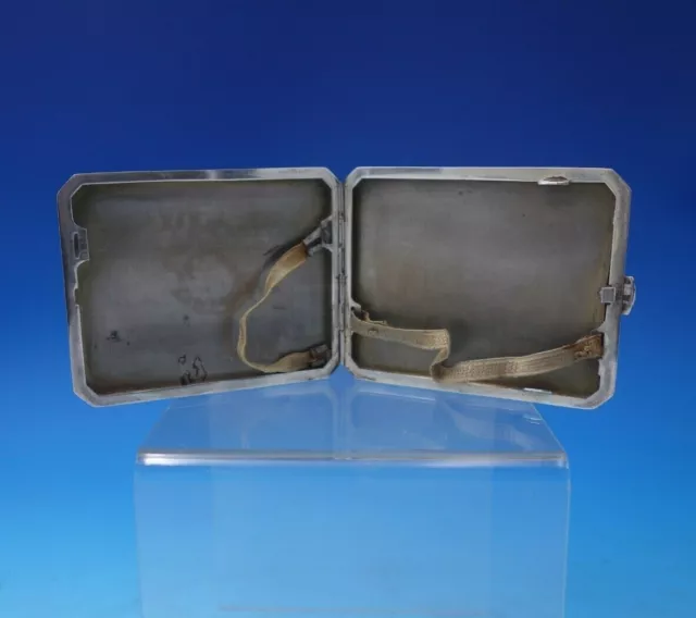 Austrian .750 Silver Card Case Engine Turned with Blue and White Enamel (#2796) 2