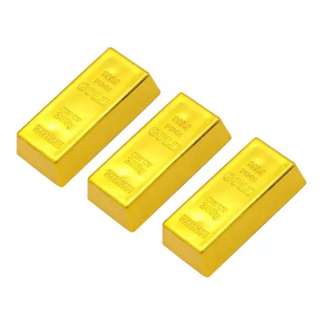 koolsoo 3x Fake Gold Bullion Bar Paperweight Door Stop for Childen Kids Toy