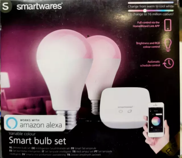 Smartwares HW1601-2L Smart Home Starterkit farbiges Leuchtmittel E27 Dimmbar