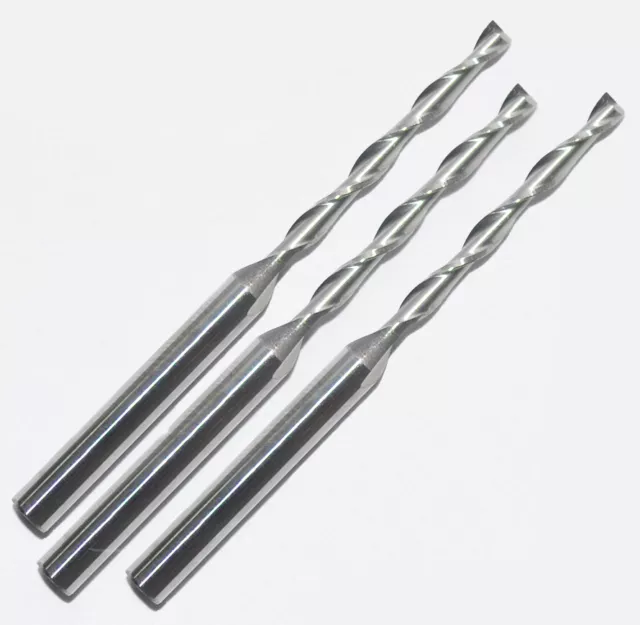 3 fraises 2 dents cyl, coupe centre (PVC,ABS,plastique,bois) dia 3*2,0*22 mm CNC