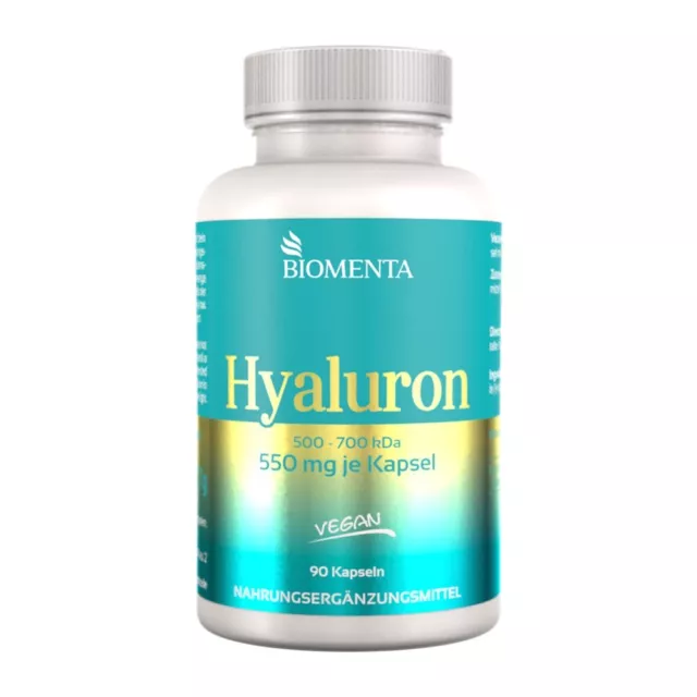 [269,72€/1kg] Hyaluronsäure Kapseln hochdosiert - 550 mg / St. -BIOMENTA- 90 St.