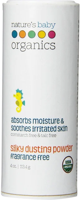 Silky Fragrance Free Dusting Powder by Natures Baby Organics, 4 oz 1 pack