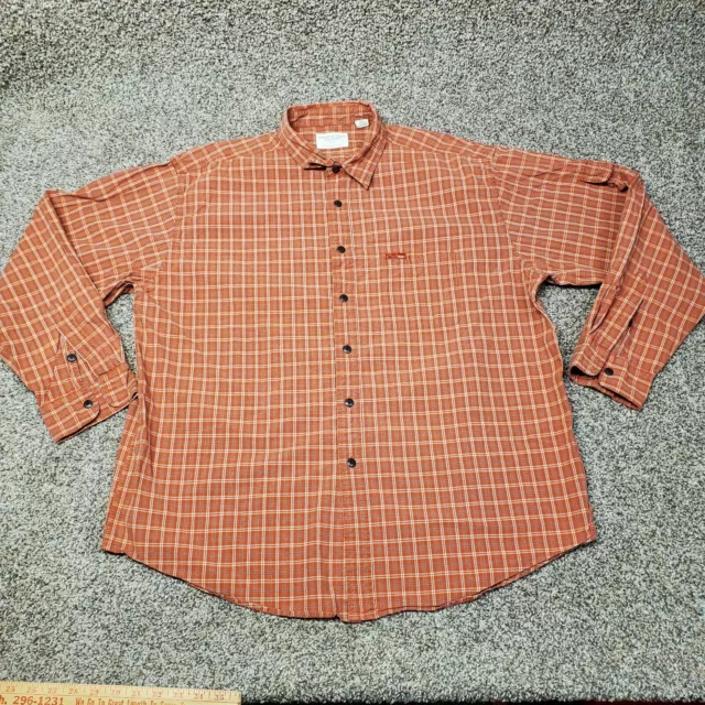 American Eagle Outfitters Mens Size XL Orange Plaid Long sleeve button up shirt