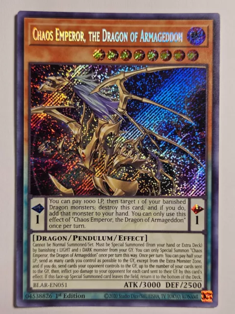 Yugioh - Chaos Emperor,The Dragon Of Armageddon - Secret Rare - BLAR-EN051 -Mint