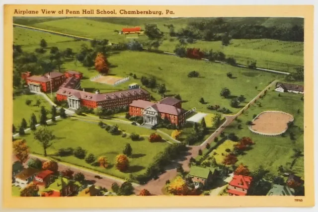 Airplane Aerial View Penn Hall School Junior Girl College Chambersburg Postcard