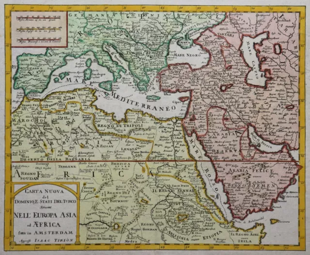 Carta Nuova Of Dominio, E Stati Of Turco - Ottoman Rich - Tirion 1740