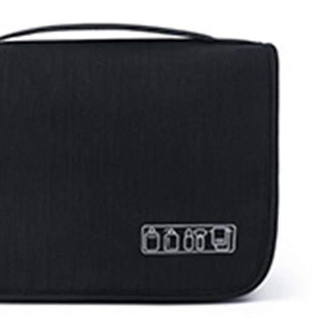 Black Travel Storage Bag W/Hook Wet Dry Separation Large Hanging Toiletries QT
