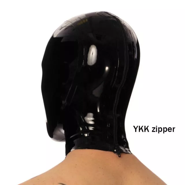 Latex Hood Rubber Mask Back Zipper Mesh Eye Open Mouth Catsuit Costume Cosplay 2