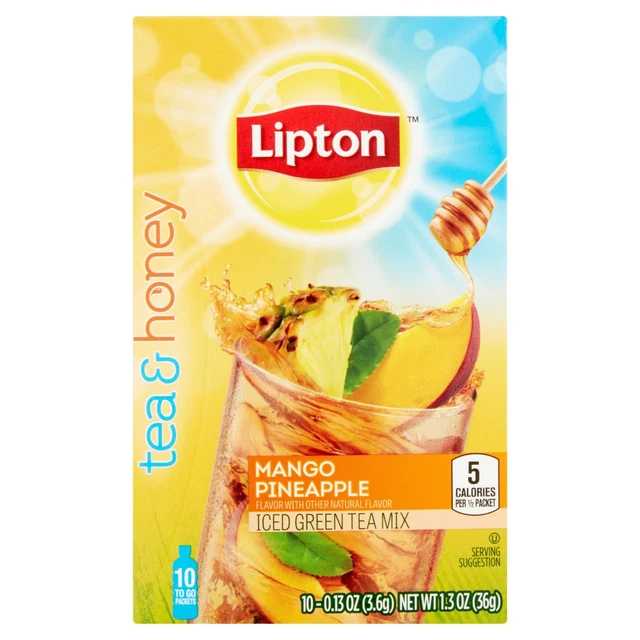 Lipton Tea & Honey To Go Packets MANGO PINEAPPLE Green Tea 1 Box, BBD 02/24
