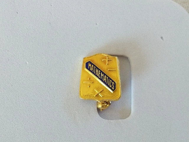 ANCIEN INSIGNE UNIVERSITÉ PLAQUÉ OR ÉMAIL MATHEMATICS enamel gold plate badge