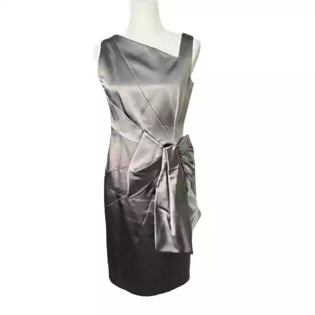 MICHAEL KORS Womens 6 Silver Sleeveless Bow Front Fitted Couture Sheath Dress