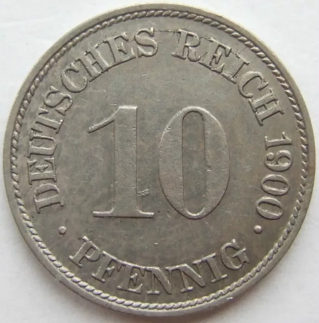 Moneta Reich Tedesco Impero Tedesco 10 Pfennig 1900 G IN Quasi Extremely fine