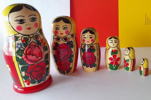 Originalherstellung  Semenovskaja Matroschka 6 er Set bemalt 